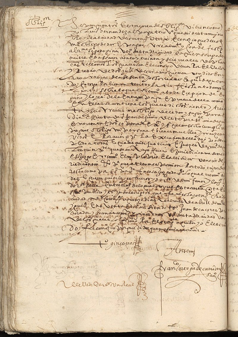 Obligación de Luis Hernández, alpargatero y vecino de Cartagena, a favor de Bartolomé Segado Giner, vecino de Cartagena.